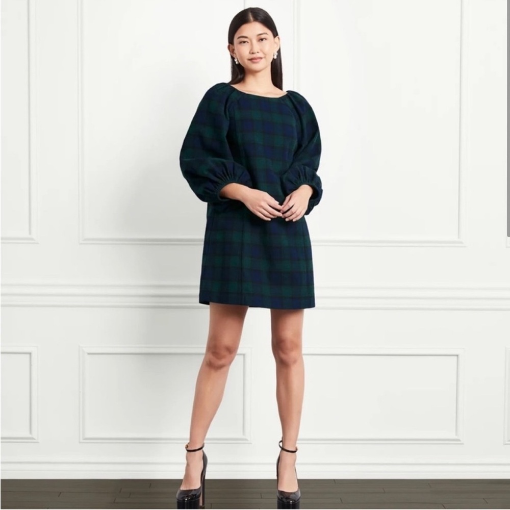 New! Hill House Small The Araminta Dress Blackwatch Tartan Green Blue Plaid🖤 XS